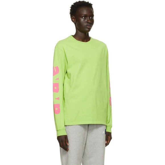 Awake NY Block Out Logo Long Sleeve T-Shirt Size M Mens Green $70 - Picture 13 of 14